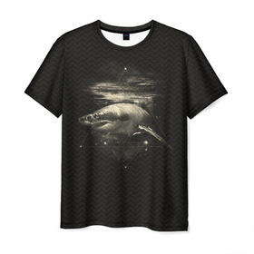 Мужская футболка 3D с принтом Cosmic Shark в Екатеринбурге, 100% полиэфир | прямой крой, круглый вырез горловины, длина до линии бедер | space | галактика | космос | рыба