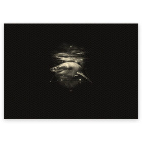 Поздравительная открытка с принтом Cosmic Shark в Екатеринбурге, 100% бумага | плотность бумаги 280 г/м2, матовая, на обратной стороне линовка и место для марки
 | space | галактика | космос | рыба