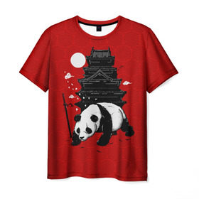 Мужская футболка 3D с принтом Panda Warrior в Екатеринбурге, 100% полиэфир | прямой крой, круглый вырез горловины, длина до линии бедер | japan | panda | панда