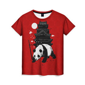 Женская футболка 3D с принтом Panda Warrior в Екатеринбурге, 100% полиэфир ( синтетическое хлопкоподобное полотно) | прямой крой, круглый вырез горловины, длина до линии бедер | japan | panda | панда