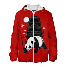 Мужская куртка 3D с принтом Panda Warrior в Екатеринбурге, ткань верха — 100% полиэстер, подклад — флис | прямой крой, подол и капюшон оформлены резинкой с фиксаторами, два кармана без застежек по бокам, один большой потайной карман на груди. Карман на груди застегивается на липучку | Тематика изображения на принте: japan | panda | панда
