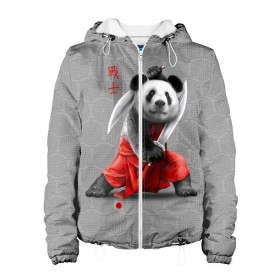 Женская куртка 3D с принтом Master Panda в Екатеринбурге, ткань верха — 100% полиэстер, подклад — флис | прямой крой, подол и капюшон оформлены резинкой с фиксаторами, два кармана без застежек по бокам, один большой потайной карман на груди. Карман на груди застегивается на липучку | ninja | panda | ниндзя | панда