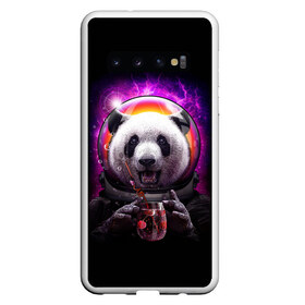 Чехол для Samsung Galaxy S10 с принтом Panda Cosmonaut в Екатеринбурге, Силикон | Область печати: задняя сторона чехла, без боковых панелей | Тематика изображения на принте: bear | galaxy | panda | space | star | астронавт | галактика | звезда | космонавт | космос | медведь | панда