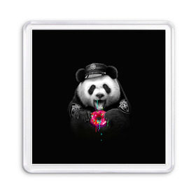 Магнит 55*55 с принтом Donut Panda в Екатеринбурге, Пластик | Размер: 65*65 мм; Размер печати: 55*55 мм | bear | donut | panda | police | коп | медведь | панда | пончик