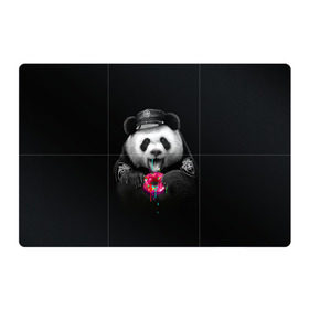 Магнитный плакат 3Х2 с принтом Donut Panda в Екатеринбурге, Полимерный материал с магнитным слоем | 6 деталей размером 9*9 см | bear | donut | panda | police | коп | медведь | панда | пончик