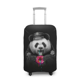 Чехол для чемодана 3D с принтом Donut Panda в Екатеринбурге, 86% полиэфир, 14% спандекс | двустороннее нанесение принта, прорези для ручек и колес | bear | donut | panda | police | коп | медведь | панда | пончик