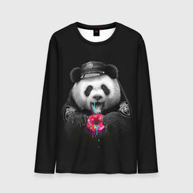 Мужской лонгслив 3D с принтом Donut Panda в Екатеринбурге, 100% полиэстер | длинные рукава, круглый вырез горловины, полуприлегающий силуэт | bear | donut | panda | police | коп | медведь | панда | пончик