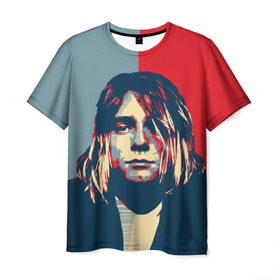 Мужская футболка 3D с принтом Kurt Cobain в Екатеринбурге, 100% полиэфир | прямой крой, круглый вырез горловины, длина до линии бедер | Тематика изображения на принте: curt | hope | kobain | nirvana | кобейн | курт | нирвана