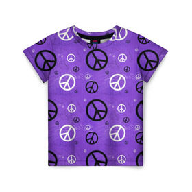 Детская футболка 3D с принтом Peace в Екатеринбурге, 100% гипоаллергенный полиэфир | прямой крой, круглый вырез горловины, длина до линии бедер, чуть спущенное плечо, ткань немного тянется | Тематика изображения на принте: abstract | hippie | hipster | swag | tie dye | абстракция | свэг | текстура | хиппи | хипстер
