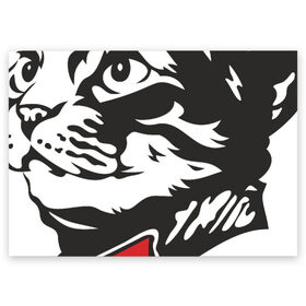 Поздравительная открытка с принтом Meow Zedong Revolution forever в Екатеринбурге, 100% бумага | плотность бумаги 280 г/м2, матовая, на обратной стороне линовка и место для марки
 | Тематика изображения на принте: кот революция