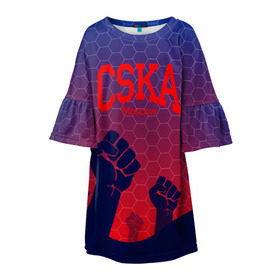 Детское платье 3D с принтом CSKA Msk в Екатеринбурге, 100% полиэстер | прямой силуэт, чуть расширенный к низу. Круглая горловина, на рукавах — воланы | moscow | москва | цска