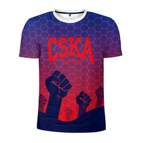 Мужская футболка 3D спортивная с принтом CSKA Msk в Екатеринбурге, 100% полиэстер с улучшенными характеристиками | приталенный силуэт, круглая горловина, широкие плечи, сужается к линии бедра | Тематика изображения на принте: moscow | москва | цска