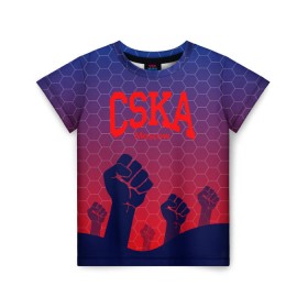 Детская футболка 3D с принтом CSKA Msk в Екатеринбурге, 100% гипоаллергенный полиэфир | прямой крой, круглый вырез горловины, длина до линии бедер, чуть спущенное плечо, ткань немного тянется | Тематика изображения на принте: moscow | москва | цска