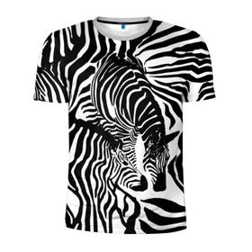 Мужская футболка 3D спортивная с принтом Зебра в Екатеринбурге, 100% полиэстер с улучшенными характеристиками | приталенный силуэт, круглая горловина, широкие плечи, сужается к линии бедра | Тематика изображения на принте: дикое | животное | зебра | камуфляж | лошадь | маскировка | полосы | текстура | фон | черно белые