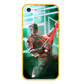 Чехол для iPhone 5/5S матовый с принтом Rocker Robot в Екатеринбурге, Силикон | Область печати: задняя сторона чехла, без боковых панелей | rock | гитара | музыка | робот | рок