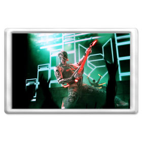 Магнит 45*70 с принтом Rocker Robot в Екатеринбурге, Пластик | Размер: 78*52 мм; Размер печати: 70*45 | Тематика изображения на принте: rock | гитара | музыка | робот | рок