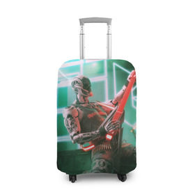 Чехол для чемодана 3D с принтом Rocker Robot в Екатеринбурге, 86% полиэфир, 14% спандекс | двустороннее нанесение принта, прорези для ручек и колес | rock | гитара | музыка | робот | рок