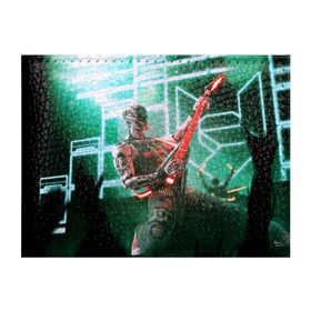 Обложка для студенческого билета с принтом Rocker Robot в Екатеринбурге, натуральная кожа | Размер: 11*8 см; Печать на всей внешней стороне | Тематика изображения на принте: rock | гитара | музыка | робот | рок