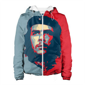 Женская куртка 3D с принтом Che Guevara в Екатеринбурге, ткань верха — 100% полиэстер, подклад — флис | прямой крой, подол и капюшон оформлены резинкой с фиксаторами, два кармана без застежек по бокам, один большой потайной карман на груди. Карман на груди застегивается на липучку | че гевара