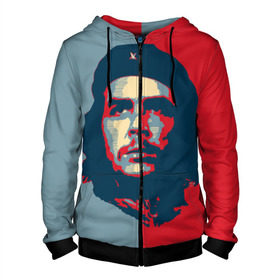 Мужская толстовка 3D на молнии с принтом Che Guevara в Екатеринбурге, 100% полиэстер | длина до линии бедра, манжеты и пояс оформлены мягкой тканевой резинкой, двухслойный капюшон со шнурком для регулировки, спереди молния, по бокам два кармана | Тематика изображения на принте: че гевара