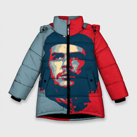 Зимняя куртка для девочек 3D с принтом Che Guevara в Екатеринбурге, ткань верха — 100% полиэстер; подклад — 100% полиэстер, утеплитель — 100% полиэстер. | длина ниже бедра, удлиненная спинка, воротник стойка и отстегивающийся капюшон. Есть боковые карманы с листочкой на кнопках, утяжки по низу изделия и внутренний карман на молнии. 

Предусмотрены светоотражающий принт на спинке, радужный светоотражающий элемент на пуллере молнии и на резинке для утяжки. | че гевара