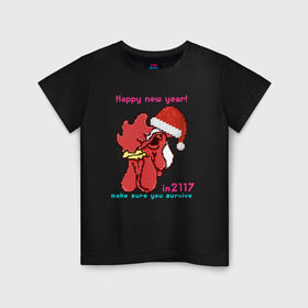 Детская футболка хлопок с принтом Желаю тебе выжить в 2017 в Екатеринбурге, 100% хлопок | круглый вырез горловины, полуприлегающий силуэт, длина до линии бедер | Тематика изображения на принте: hotline miami