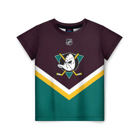 Детская футболка 3D с принтом Anaheim Ducks в Екатеринбурге, 100% гипоаллергенный полиэфир | прямой крой, круглый вырез горловины, длина до линии бедер, чуть спущенное плечо, ткань немного тянется | Тематика изображения на принте: america | canada | hockey | nhl | usa | америка | канада | лед | нхл | сша | хоккей