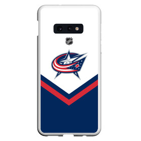 Чехол для Samsung S10E с принтом Columbus Blue Jackets в Екатеринбурге, Силикон | Область печати: задняя сторона чехла, без боковых панелей | Тематика изображения на принте: america | canada | hockey | nhl | usa | америка | блю | джекетс | канада | коламбус | лед | нхл | сша | хоккей