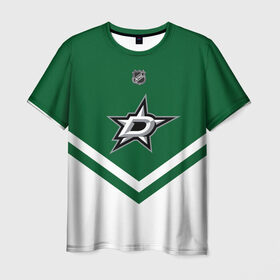 Мужская футболка 3D с принтом Dallas Stars в Екатеринбурге, 100% полиэфир | прямой крой, круглый вырез горловины, длина до линии бедер | Тематика изображения на принте: america | canada | hockey | nhl | usa | америка | даллас | канада | лед | нхл | старз | сша | хоккей