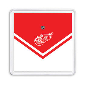 Магнит 55*55 с принтом Detroit Red Wings в Екатеринбурге, Пластик | Размер: 65*65 мм; Размер печати: 55*55 мм | Тематика изображения на принте: america | canada | hockey | nhl | usa | америка | детройт | канада | лед | нхл | ред | сша | уингз | хоккей