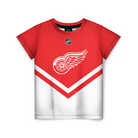 Детская футболка 3D с принтом Detroit Red Wings в Екатеринбурге, 100% гипоаллергенный полиэфир | прямой крой, круглый вырез горловины, длина до линии бедер, чуть спущенное плечо, ткань немного тянется | america | canada | hockey | nhl | usa | америка | детройт | канада | лед | нхл | ред | сша | уингз | хоккей