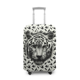Чехол для чемодана 3D с принтом Tiger Dreams в Екатеринбурге, 86% полиэфир, 14% спандекс | двустороннее нанесение принта, прорези для ручек и колес | bird | cat | dream | fly | tiger | кис | кот | кошка | мечте | мяу | полет | птица | тигр
