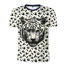 Мужская футболка 3D спортивная с принтом Tiger Dreams в Екатеринбурге, 100% полиэстер с улучшенными характеристиками | приталенный силуэт, круглая горловина, широкие плечи, сужается к линии бедра | bird | cat | dream | fly | tiger | кис | кот | кошка | мечте | мяу | полет | птица | тигр