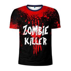 Мужская футболка 3D спортивная с принтом Zombie Killer в Екатеринбурге, 100% полиэстер с улучшенными характеристиками | приталенный силуэт, круглая горловина, широкие плечи, сужается к линии бедра | Тематика изображения на принте: blood | dark | killer | monster | zombie | зомби | кровь | монстр | нечисть