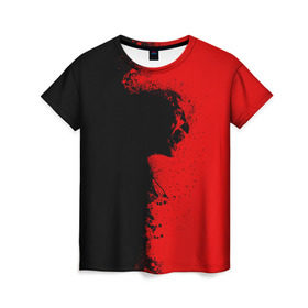 Женская футболка 3D с принтом Blood Rage в Екатеринбурге, 100% полиэфир ( синтетическое хлопкоподобное полотно) | прямой крой, круглый вырез горловины, длина до линии бедер | blood | dark | killer | monster | zombie | зомби | кровь | монстр | нечисть