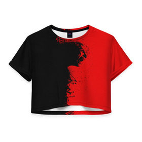 Женская футболка 3D укороченная с принтом Blood Rage в Екатеринбурге, 100% полиэстер | круглая горловина, длина футболки до линии талии, рукава с отворотами | blood | dark | killer | monster | zombie | зомби | кровь | монстр | нечисть