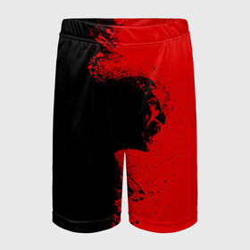 Детские спортивные шорты 3D с принтом Blood Rage в Екатеринбурге,  100% полиэстер
 | пояс оформлен широкой мягкой резинкой, ткань тянется
 | Тематика изображения на принте: blood | dark | killer | monster | zombie | зомби | кровь | монстр | нечисть