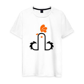 Мужская футболка хлопок с принтом Петух в Екатеринбурге, 100% хлопок | прямой крой, круглый вырез горловины, длина до линии бедер, слегка спущенное плечо. | Тематика изображения на принте: китай | петух | россия