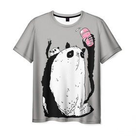 Мужская футболка 3D с принтом panda в Екатеринбурге, 100% полиэфир | прямой крой, круглый вырез горловины, длина до линии бедер | dd | drop dead | dropdead | panda