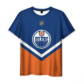 Мужская футболка 3D с принтом Edmonton Oilers в Екатеринбурге, 100% полиэфир | прямой крой, круглый вырез горловины, длина до линии бедер | Тематика изображения на принте: america | canada | hockey | nhl | usa | америка | детройт | канада | лед | нхл | ойлерз | сша | хоккей | эдмонтон