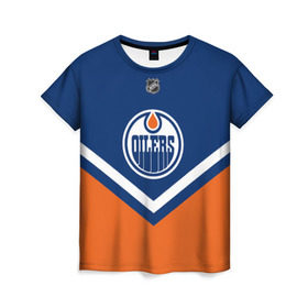 Женская футболка 3D с принтом Edmonton Oilers в Екатеринбурге, 100% полиэфир ( синтетическое хлопкоподобное полотно) | прямой крой, круглый вырез горловины, длина до линии бедер | america | canada | hockey | nhl | usa | америка | детройт | канада | лед | нхл | ойлерз | сша | хоккей | эдмонтон