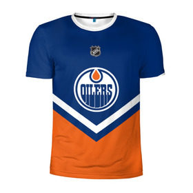 Мужская футболка 3D спортивная с принтом Edmonton Oilers в Екатеринбурге, 100% полиэстер с улучшенными характеристиками | приталенный силуэт, круглая горловина, широкие плечи, сужается к линии бедра | america | canada | hockey | nhl | usa | америка | детройт | канада | лед | нхл | ойлерз | сша | хоккей | эдмонтон