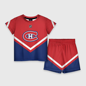 Детский костюм с шортами 3D с принтом Montreal Canadiens в Екатеринбурге,  |  | america | canada | hockey | nhl | usa | америка | канада | канадиенс | лед | монреаль | нхл | сша | хоккей