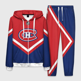 Мужской костюм 3D с принтом Montreal Canadiens в Екатеринбурге, 100% полиэстер | Манжеты и пояс оформлены тканевой резинкой, двухслойный капюшон со шнурком для регулировки, карманы спереди | america | canada | hockey | nhl | usa | америка | канада | канадиенс | лед | монреаль | нхл | сша | хоккей