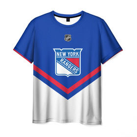 Мужская футболка 3D с принтом New York Rangers в Екатеринбурге, 100% полиэфир | прямой крой, круглый вырез горловины, длина до линии бедер | america | canada | hockey | nhl | usa | америка | канада | лед | нхл | нью йорк | рейнджерс | сша | хоккей