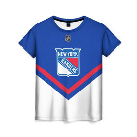 Женская футболка 3D с принтом New York Rangers в Екатеринбурге, 100% полиэфир ( синтетическое хлопкоподобное полотно) | прямой крой, круглый вырез горловины, длина до линии бедер | america | canada | hockey | nhl | usa | америка | канада | лед | нхл | нью йорк | рейнджерс | сша | хоккей