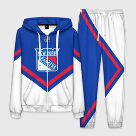 Мужской костюм 3D с принтом New York Rangers в Екатеринбурге, 100% полиэстер | Манжеты и пояс оформлены тканевой резинкой, двухслойный капюшон со шнурком для регулировки, карманы спереди | america | canada | hockey | nhl | usa | америка | канада | лед | нхл | нью йорк | рейнджерс | сша | хоккей