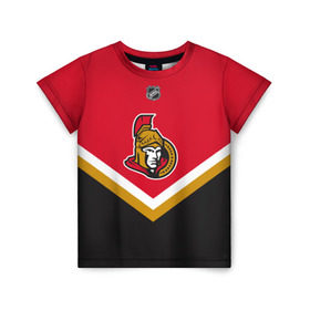 Детская футболка 3D с принтом Ottawa Senators в Екатеринбурге, 100% гипоаллергенный полиэфир | прямой крой, круглый вырез горловины, длина до линии бедер, чуть спущенное плечо, ткань немного тянется | america | canada | hockey | nhl | usa | америка | канада | лед | нхл | оттава | сенаторз | сша | хоккей