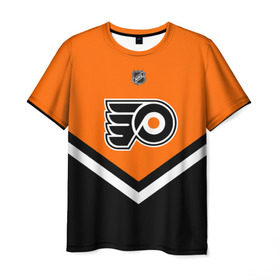 Мужская футболка 3D с принтом Philadelphia Flyers в Екатеринбурге, 100% полиэфир | прямой крой, круглый вырез горловины, длина до линии бедер | Тематика изображения на принте: america | canada | hockey | nhl | usa | америка | канада | лед | нхл | сша | филадельфия | флайерз | хоккей