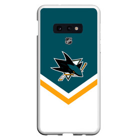 Чехол для Samsung S10E с принтом San Jose Sharks в Екатеринбурге, Силикон | Область печати: задняя сторона чехла, без боковых панелей | Тематика изображения на принте: america | canada | hockey | nhl | usa | акула | америка | канада | лед | нхл | сан хосе | сша | хоккей | шаркс